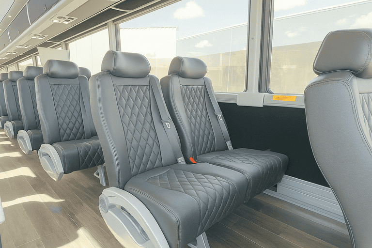 interior of Lexington Shuttle Bus Rentals charter bus